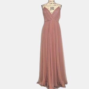 ASOS Dusty Rose Pleated Maxi Dress 2 Romantic Tulle Gown NWT Bridesmaid Formal